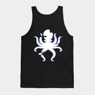 Vaporwave Glitch Art Octopus Tank Top